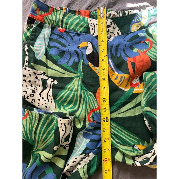 Christian Siriano New York Linen Tropical Wide-Leg Pants XL Green/Black Jungle - Picture 5 of 6